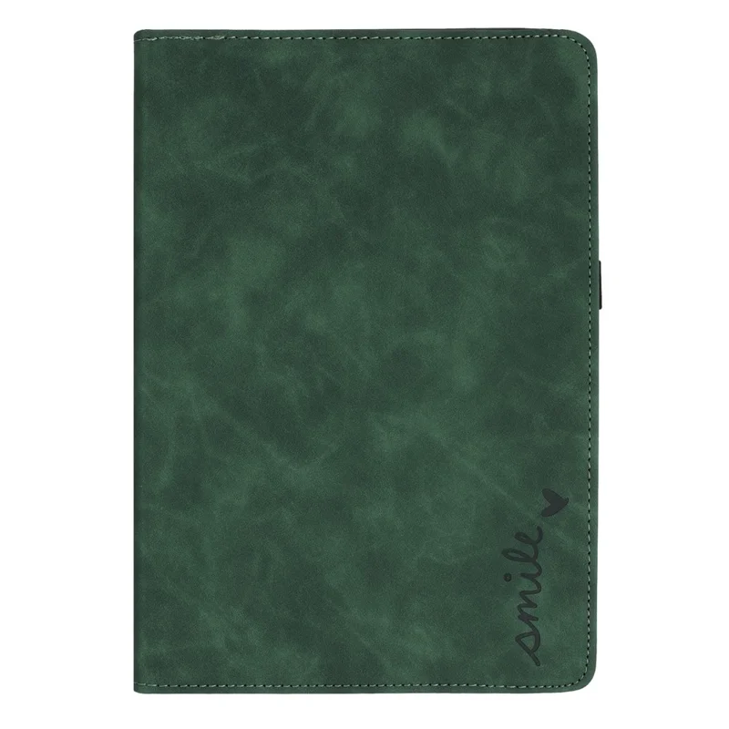 Tablet Case For iPad Air 11 (2025)  /  (2024)  /  Air (2022)  /  (2020) Rotating Stand Card Holder Smile Imprinted Microfiber Leather Cover - Green