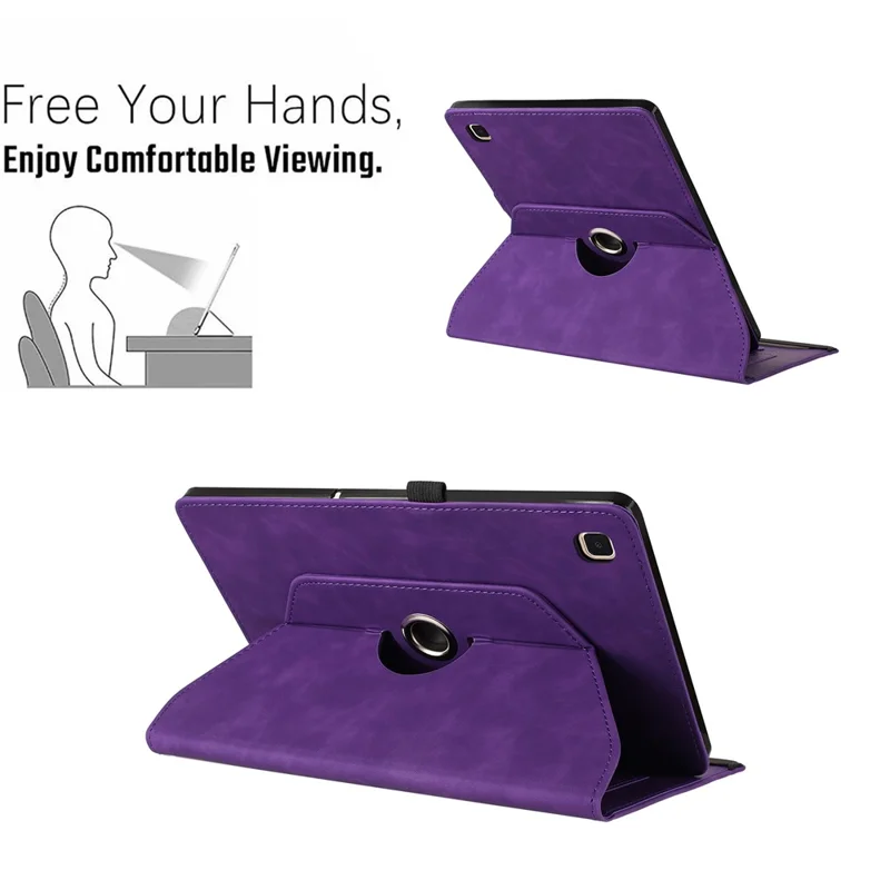 غطاء لوحي لهاتف سامسونج جالكسي تاب S6 لايت (2024) / (2022) / (2020) بتصميم دوار مع حامل وفتحات لوضع البطاقات وغطاء من جلد الألياف الدقيقة مطبوع عليه ابتسامة - أرجواني