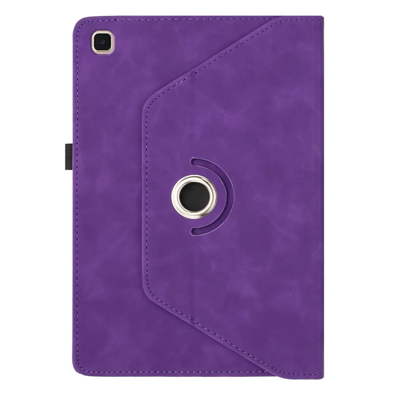 غطاء لوحي لهاتف سامسونج جالكسي تاب S6 لايت (2024) / (2022) / (2020) بتصميم دوار مع حامل وفتحات لوضع البطاقات وغطاء من جلد الألياف الدقيقة مطبوع عليه ابتسامة - أرجواني