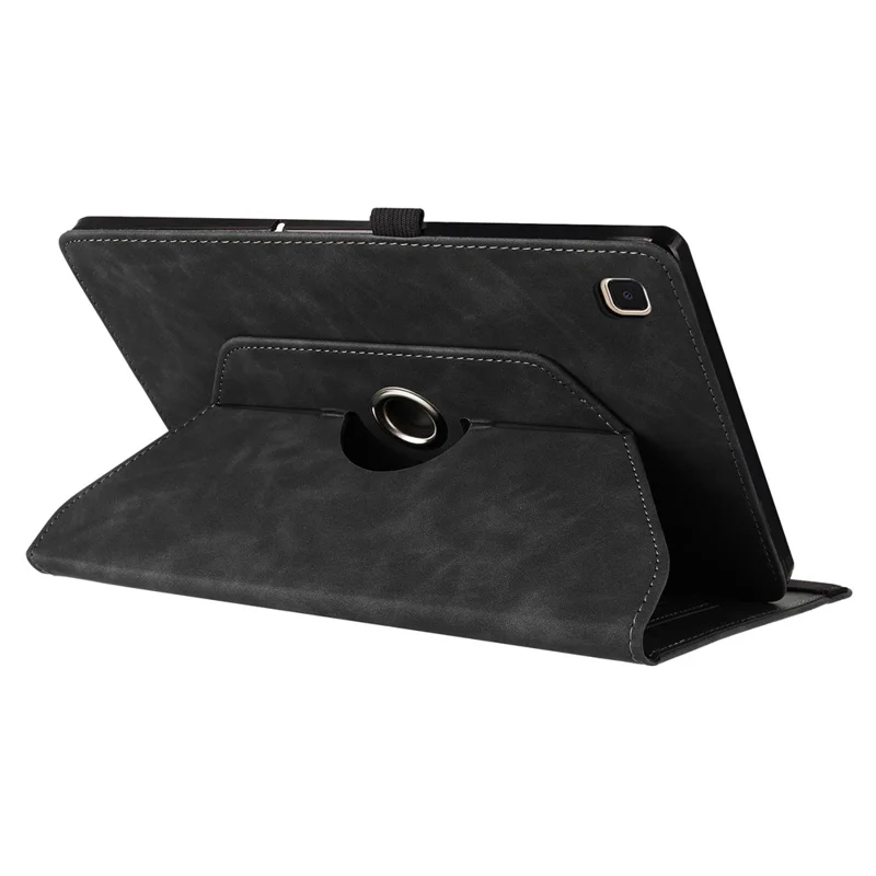For Samsung Galaxy Tab A7 10.4 (2020) Case Rotating Stand Card Holder Smile Imprinted Microfiber Leather Tablet Cover - Black