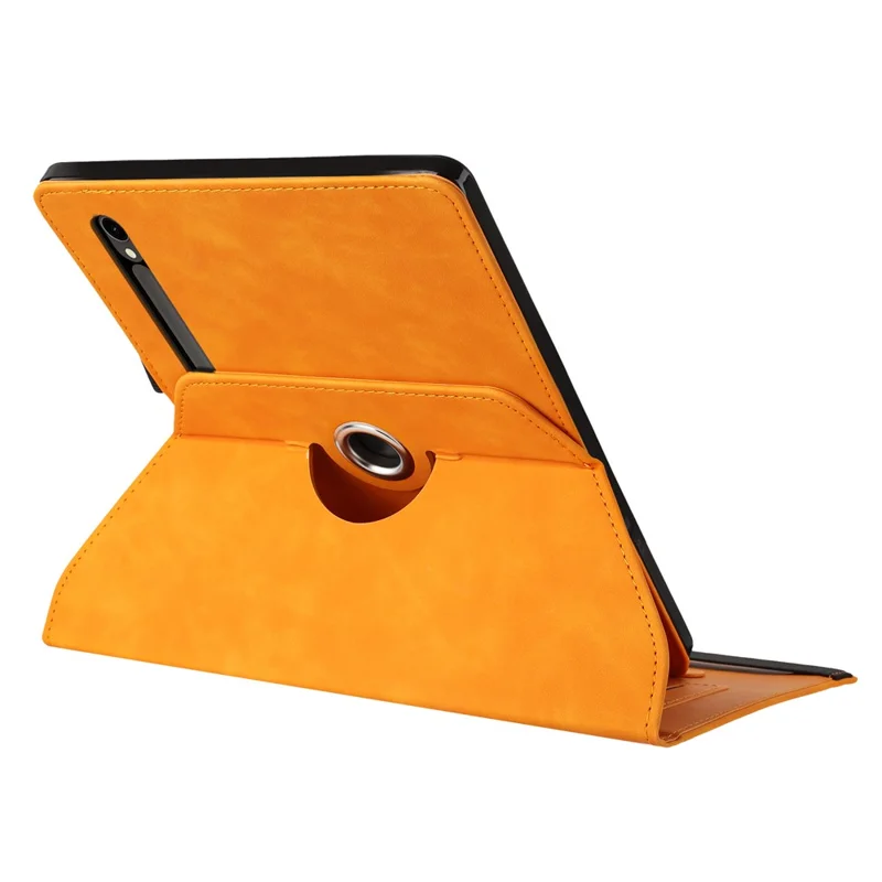 Tablet Case For Samsung Galaxy Tab S10 FE  /  S9 FE  /  S9 Rotating Stand Card Holder Smile Imprinted Microfiber Leather Cover - Khaki