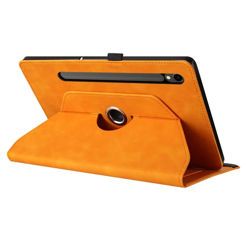 Tablet Case For Samsung Galaxy Tab S10 FE  /  S9 FE  /  S9 Rotating Stand Card Holder Smile Imprinted Microfiber Leather Cover - Khaki