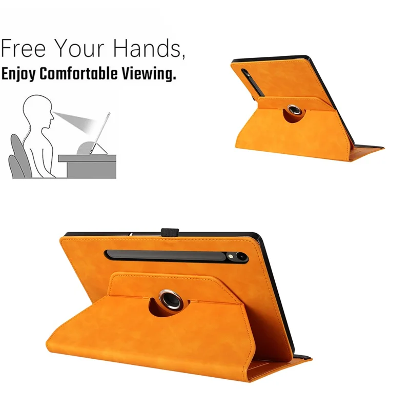 Tablet Case For Samsung Galaxy Tab S10 FE  /  S9 FE  /  S9 Rotating Stand Card Holder Smile Imprinted Microfiber Leather Cover - Khaki