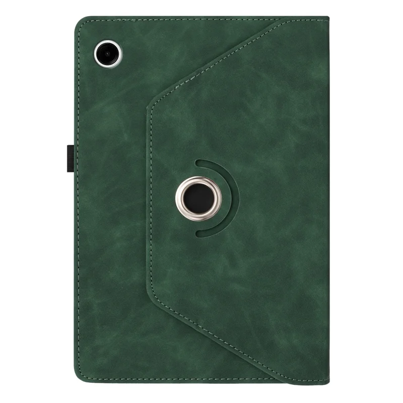 For Samsung Galaxy Tab A11  /  A9 Case Rotating Stand Card Holder Smile Imprinted Microfiber Leather Tablet Cover - Green