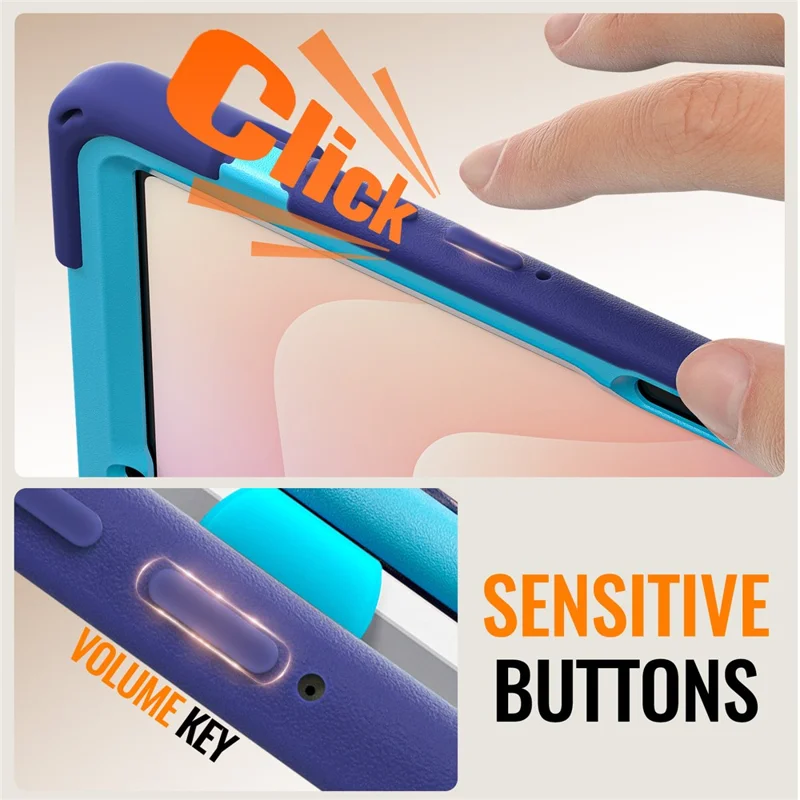 For Samsung Galaxy Tab S11 X730 /  X736 /  X736B Tablet Case TPU + PC + Silicone Cover Swivel Kickstand Handle Grip - Navy Blue