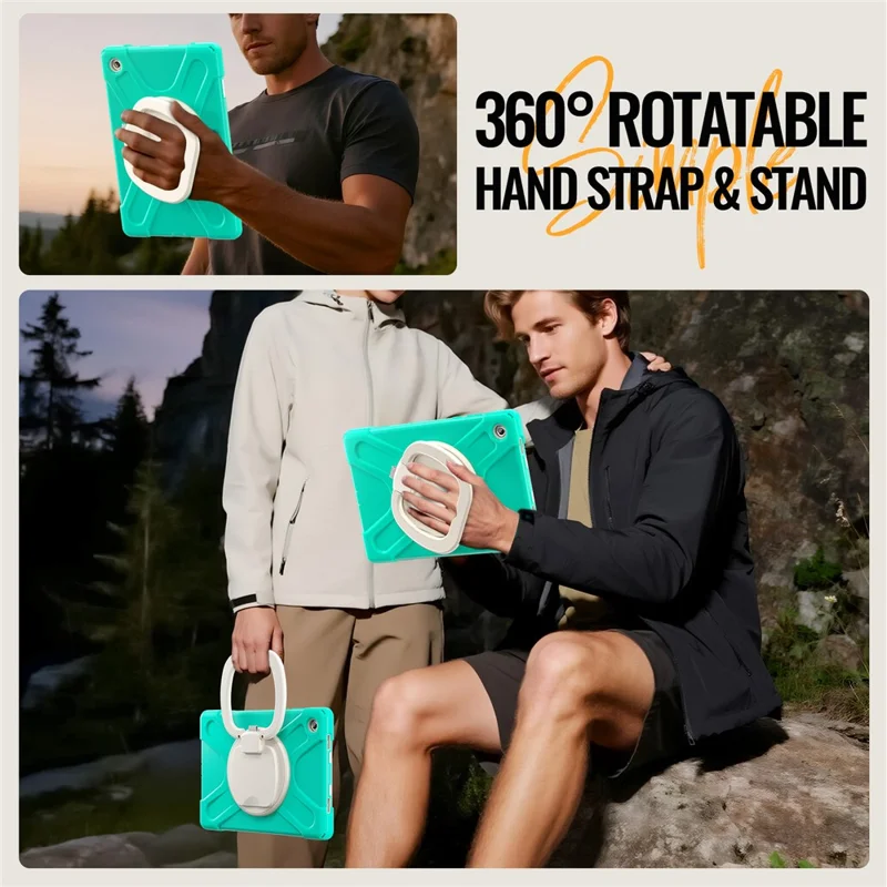 For Samsung Galaxy Tab A11+ Tablet Case TPU + PC + Silicone Cover Swivel Kickstand Handle Grip - Mint Green