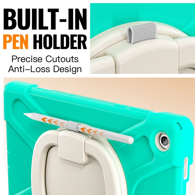 For Samsung Galaxy Tab A11+ Tablet Case TPU + PC + Silicone Cover Swivel Kickstand Handle Grip - Mint Green