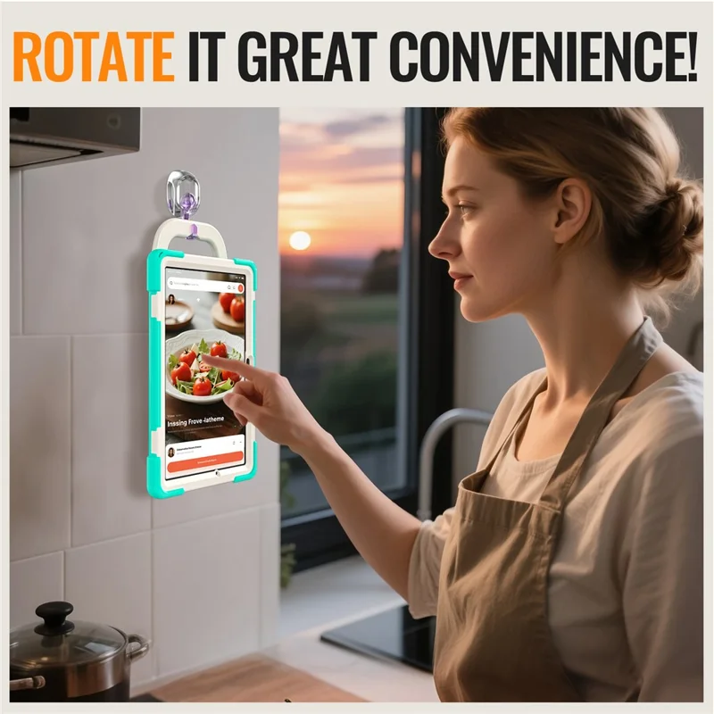 For Samsung Galaxy Tab A11+ Tablet Case TPU + PC + Silicone Cover Swivel Kickstand Handle Grip - Mint Green