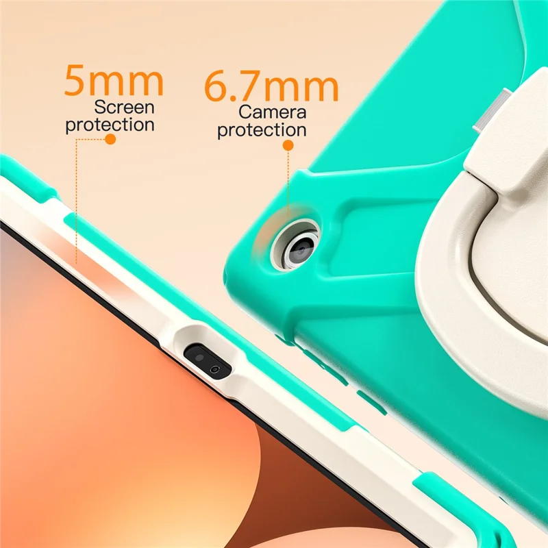 For Samsung Galaxy Tab A11+ Tablet Case TPU + PC + Silicone Cover Swivel Kickstand Handle Grip - Mint Green