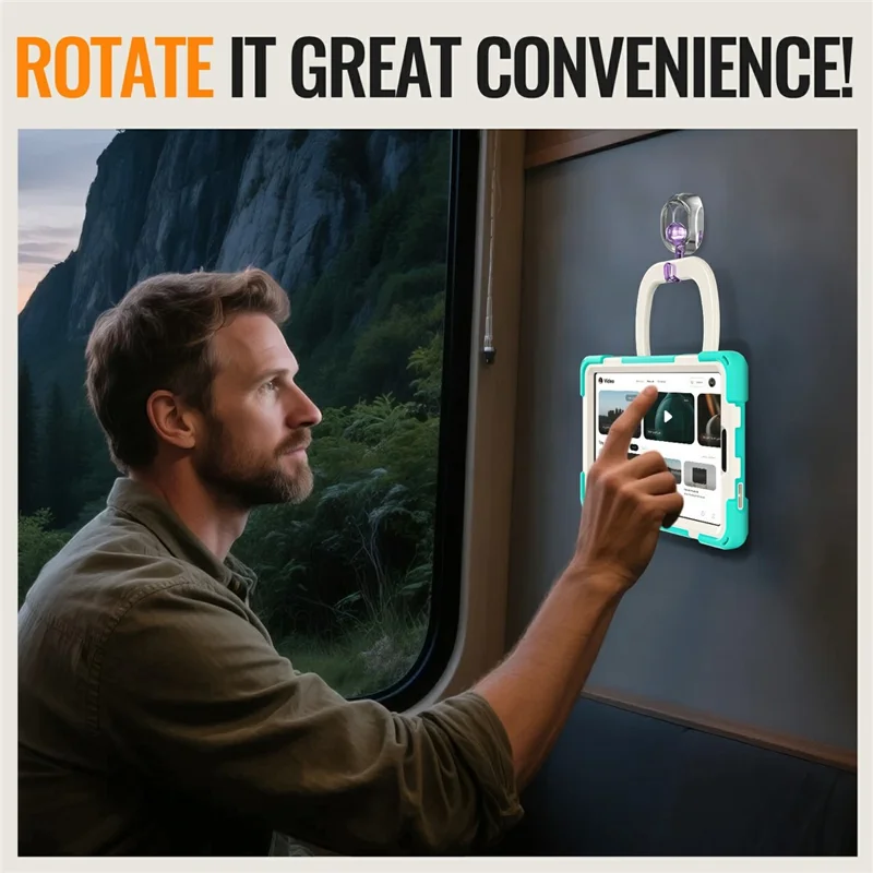 Tablet Case for Samsung Galaxy Tab A11  /  SM-X133  /  X135 TPU + PC + Silicone Cover Swivel Kickstand Handle Grip - Mint Green