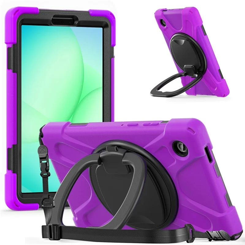 Kickstand Case with Shoulder Strap for Samsung Galaxy Tab A11 / SM-X133 / X135 TPU + PC + Silicone Tablet Cover - Purple