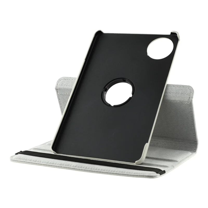 For Huawei MatePad Mini Case Rotationsstøtte i PU-læder + PC-tabletdekning med elastisk bånd - Hvid