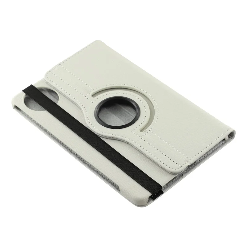 For Huawei MatePad Mini Case Rotationsstøtte i PU-læder + PC-tabletdekning med elastisk bånd - Hvid
