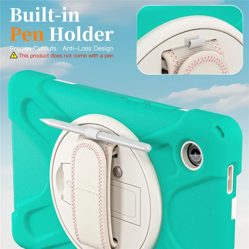 For Samsung Galaxy Tab A11 Kickstand Case TPU PC Silicone Tablet Cover with Shoulder Strap - Mint Green
