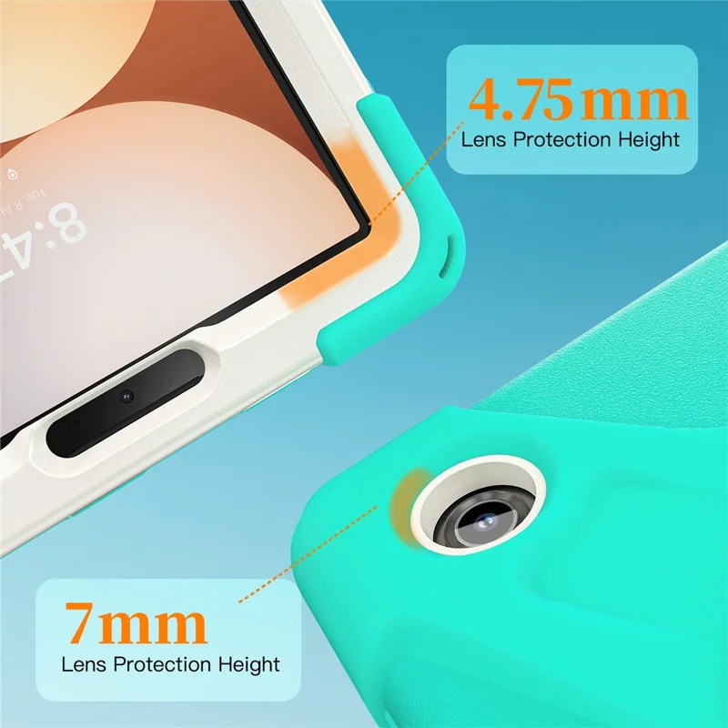 For Samsung Galaxy Tab A11 Kickstand Case TPU PC Silicone Tablet Cover with Shoulder Strap - Mint Green