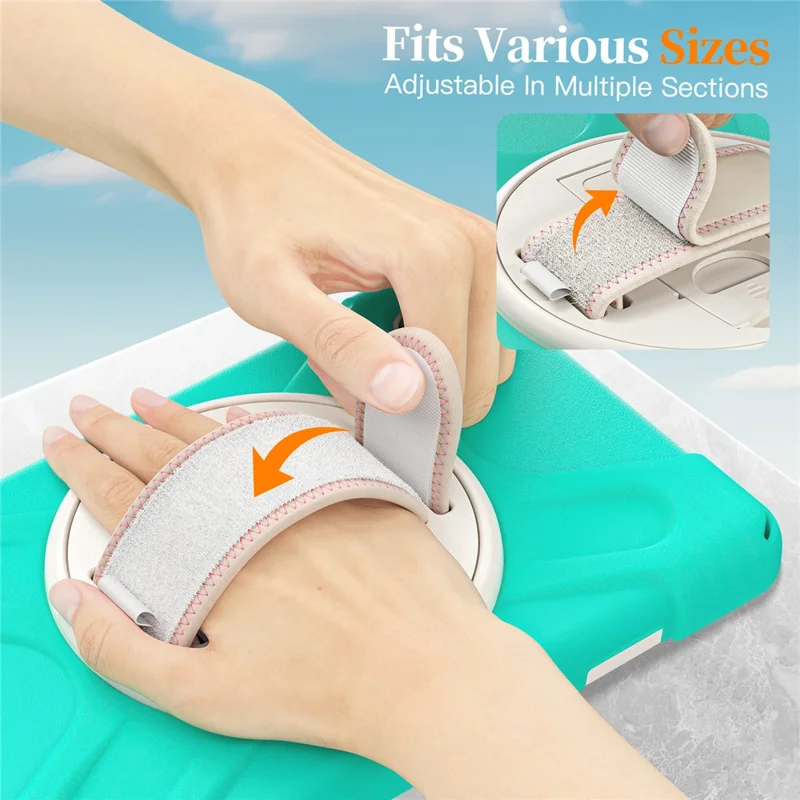 For Samsung Galaxy Tab A11 Kickstand Case TPU PC Silicone Tablet Cover with Shoulder Strap - Mint Green