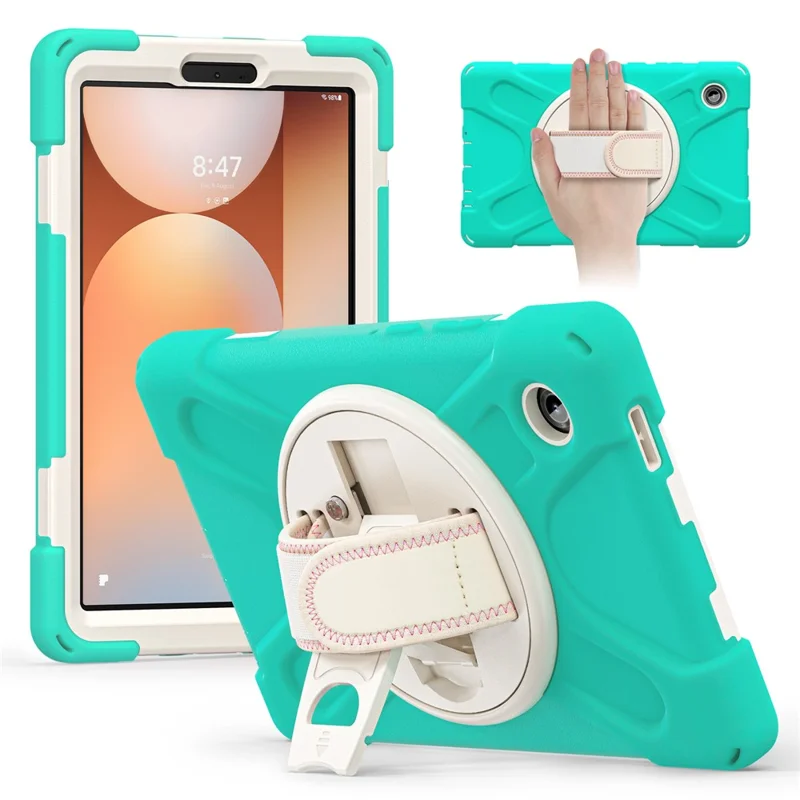 For Samsung Galaxy Tab A11 Case TPU + PC + Silicone Kickstand Anti Drop Tablet Cover - Mint Green
