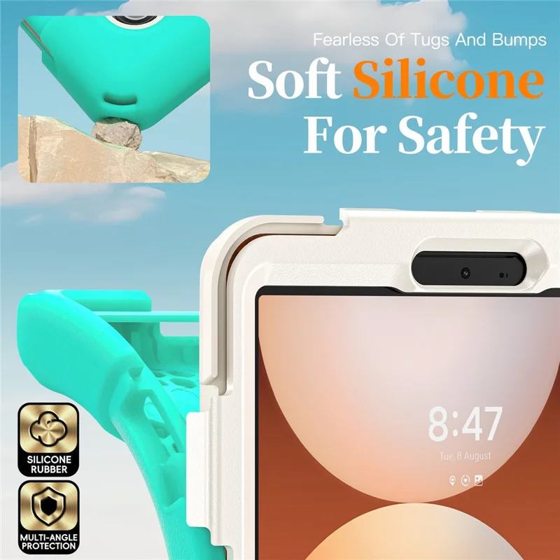 For Samsung Galaxy Tab A11 Case TPU + PC + Silicone Kickstand Anti Drop Tablet Cover - Mint Green