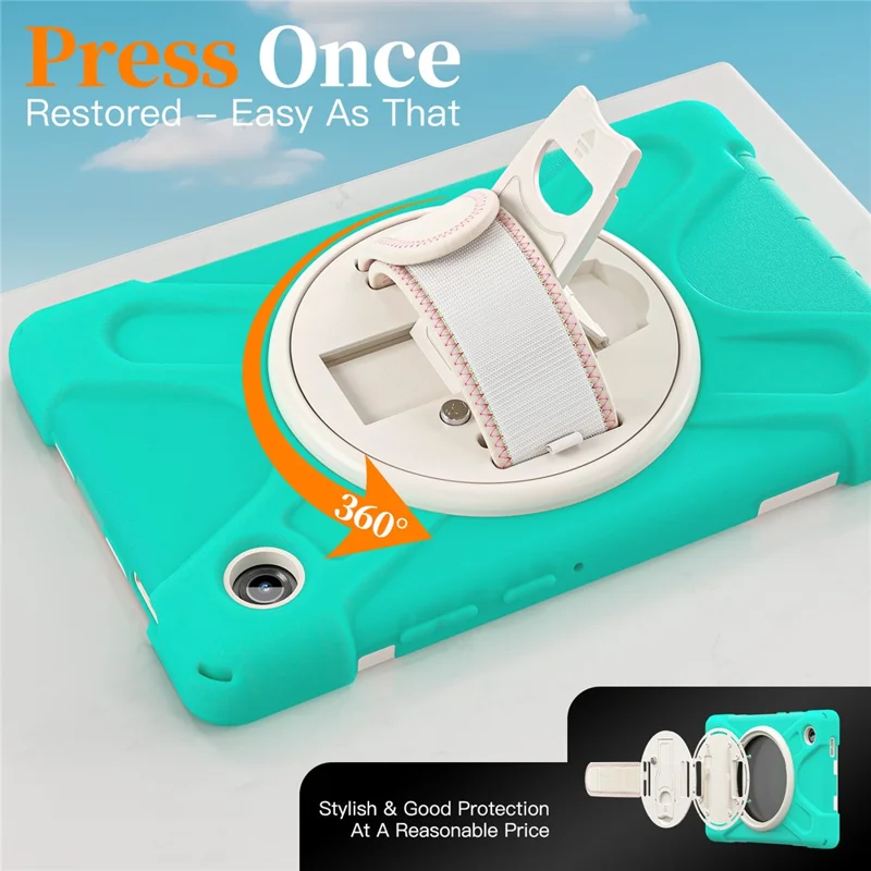 For Samsung Galaxy Tab A11 Case TPU + PC + Silicone Kickstand Anti Drop Tablet Cover - Mint Green