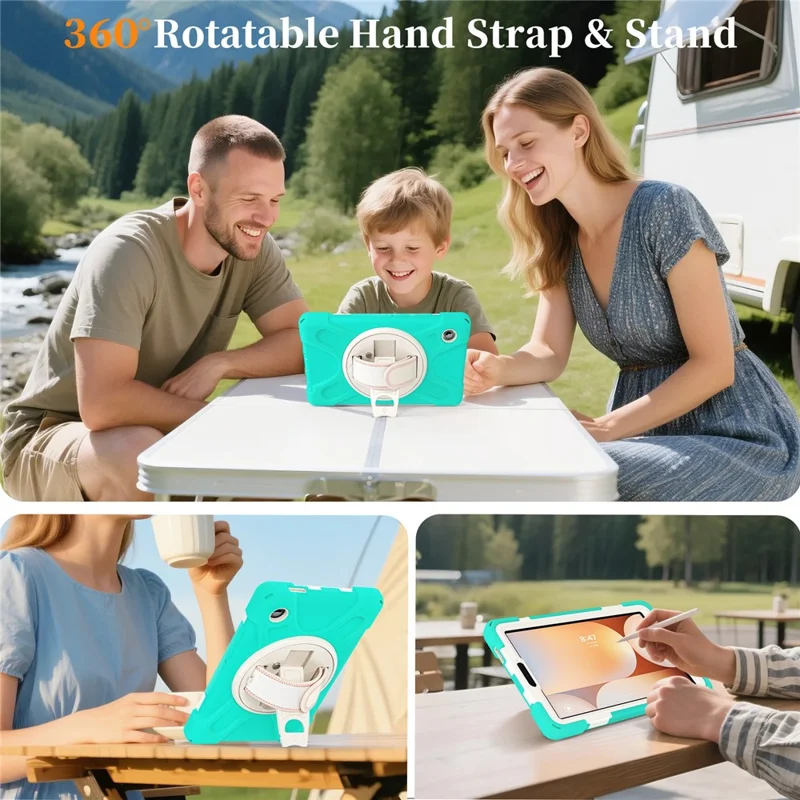 For Samsung Galaxy Tab A11 Case TPU + PC + Silicone Kickstand Anti Drop Tablet Cover - Mint Green