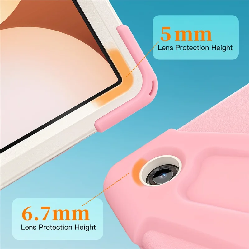 For Samsung Galaxy Tab A11+ Kickstand Case TPU PC Silicone Tablet Cover with Shoulder Strap - Pink