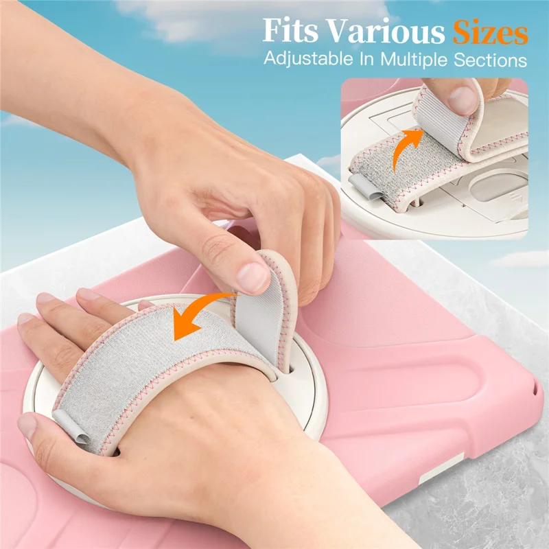 For Samsung Galaxy Tab A11+ Kickstand Case TPU PC Silicone Tablet Cover with Shoulder Strap - Pink