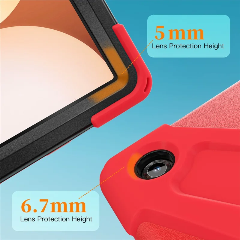 For Samsung Galaxy Tab A11+ Kickstand Case TPU PC Silicone Tablet Cover with Shoulder Strap - Red