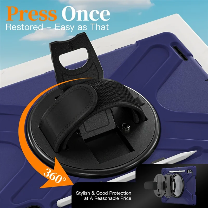 For Samsung Galaxy Tab S11 Ultra Case TPU + PC + Silicone Kickstand Anti Drop Tablet Cover - Navy Blue