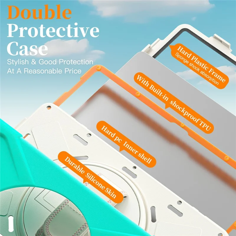 Til Samsung Galaxy Tab A11+ Taske af TPU + PC + Silikone med Stand og Beskyttelse mod Fald - Mint Grøn