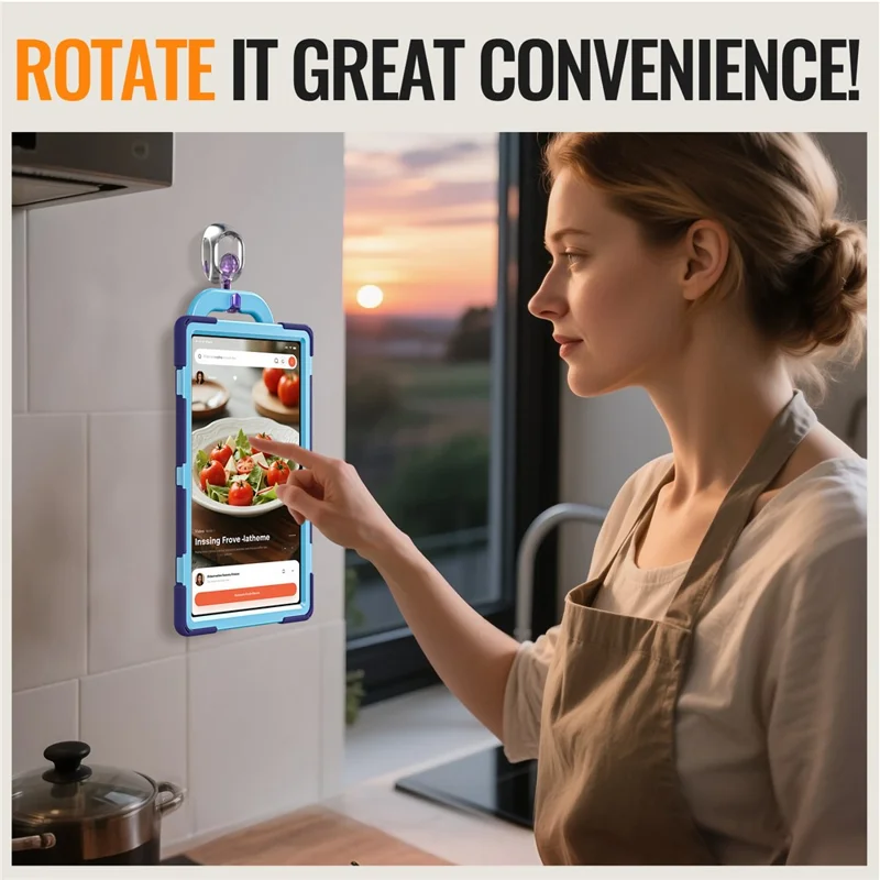 For Samsung Galaxy Tab S11 Ultra Case TPU + PC + Silicone Tablet Cover Swivel Kickstand Handle Grip - Navy Blue