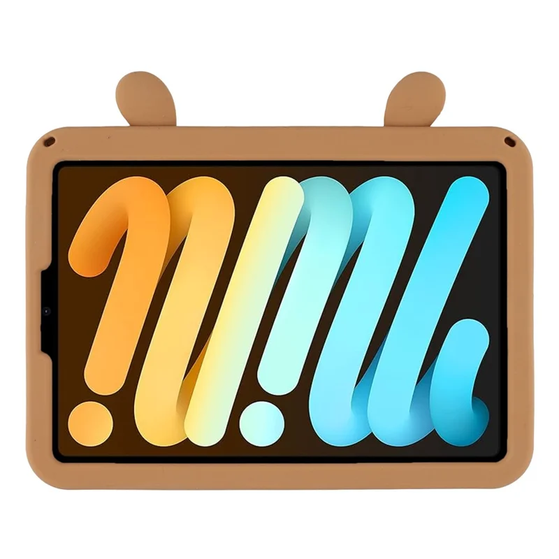 For iPad mini (2024) / (2021) Case Cute Silicone Tablet Cover with Retractable Bear Kickstand / Shoulder Strap