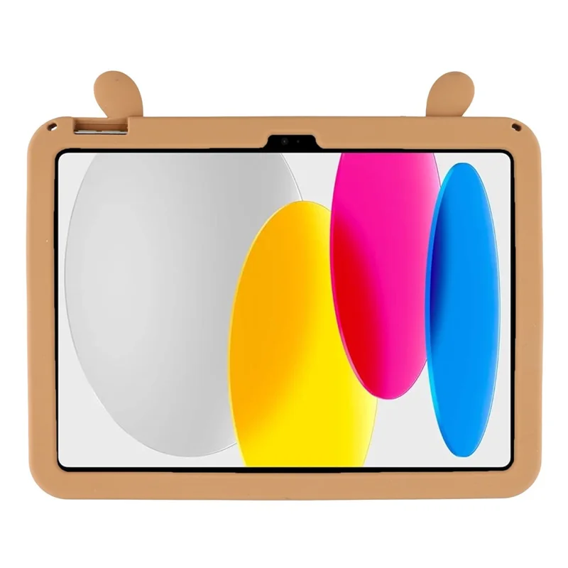 For iPad (2025) / iPad 10.9 (2022) Case Cute Silicone Tablet Cover with Retractable Bear Kickstand / Shoulder Strap