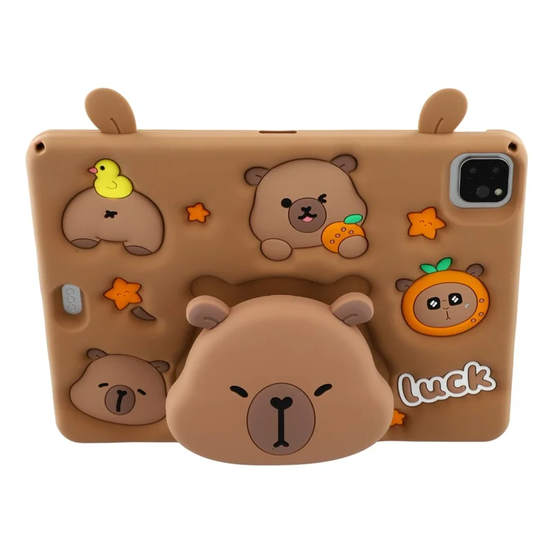 Silicone Case for iPad Air 11 (2025) / (2024) / Air (2022) / (2020) / iPad Pro 11 (2024) / (2022) / (2021) / (2020) / (2018) Tablet Cover with Retractable Bear Kickstand / Shoulder Strap