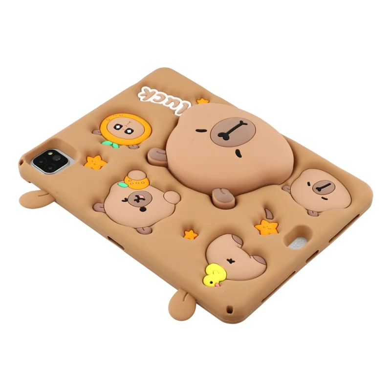 Silicone Case for iPad Air 11 (2025) / (2024) / Air (2022) / (2020) / iPad Pro 11 (2024) / (2022) / (2021) / (2020) / (2018) Tablet Cover with Retractable Bear Kickstand / Shoulder Strap