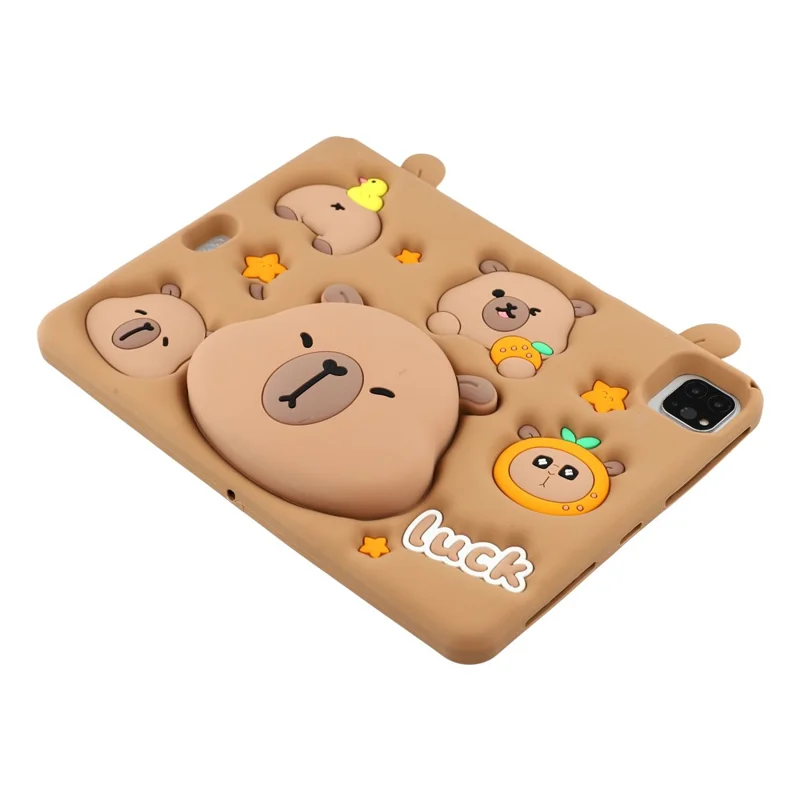 Silicone Case for iPad Air 11 (2025) / (2024) / Air (2022) / (2020) / iPad Pro 11 (2024) / (2022) / (2021) / (2020) / (2018) Tablet Cover with Retractable Bear Kickstand / Shoulder Strap