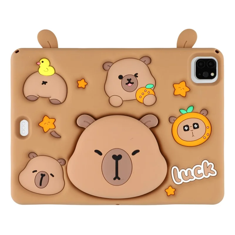 Silicone Case for iPad Air 11 (2025) / (2024) / Air (2022) / (2020) / iPad Pro 11 (2024) / (2022) / (2021) / (2020) / (2018) Tablet Cover with Retractable Bear Kickstand / Shoulder Strap