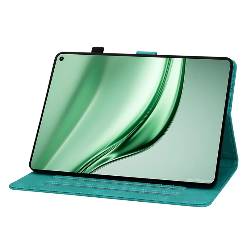 For Huawei MatePad Mini Case Lily Flower Imprint Card Slots Leather Tablet Cover - Green