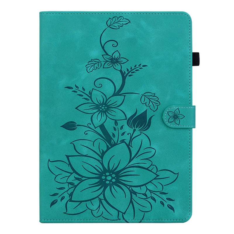 For Huawei MatePad Mini Case Lily Flower Imprint Card Slots Leather Tablet Cover - Green