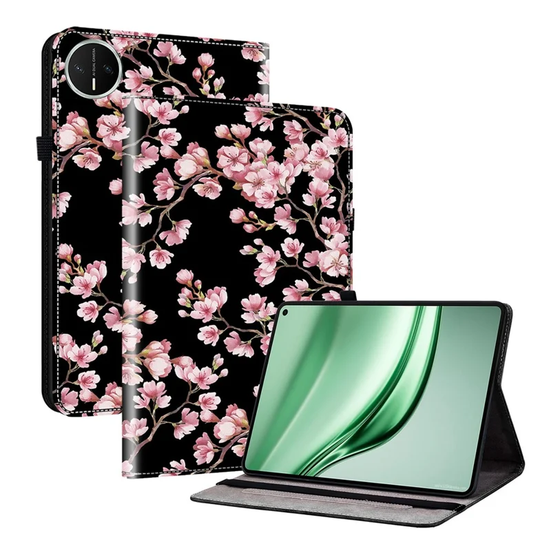 For Huawei MatePad Mini Leather Case Pattern Printed Stand Tablet Cover with Card Slots - Plum Blossom