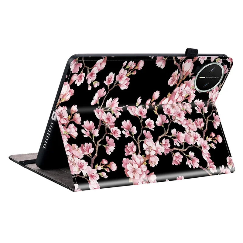 For Huawei MatePad Mini Leather Case Pattern Printed Stand Tablet Cover with Card Slots - Plum Blossom