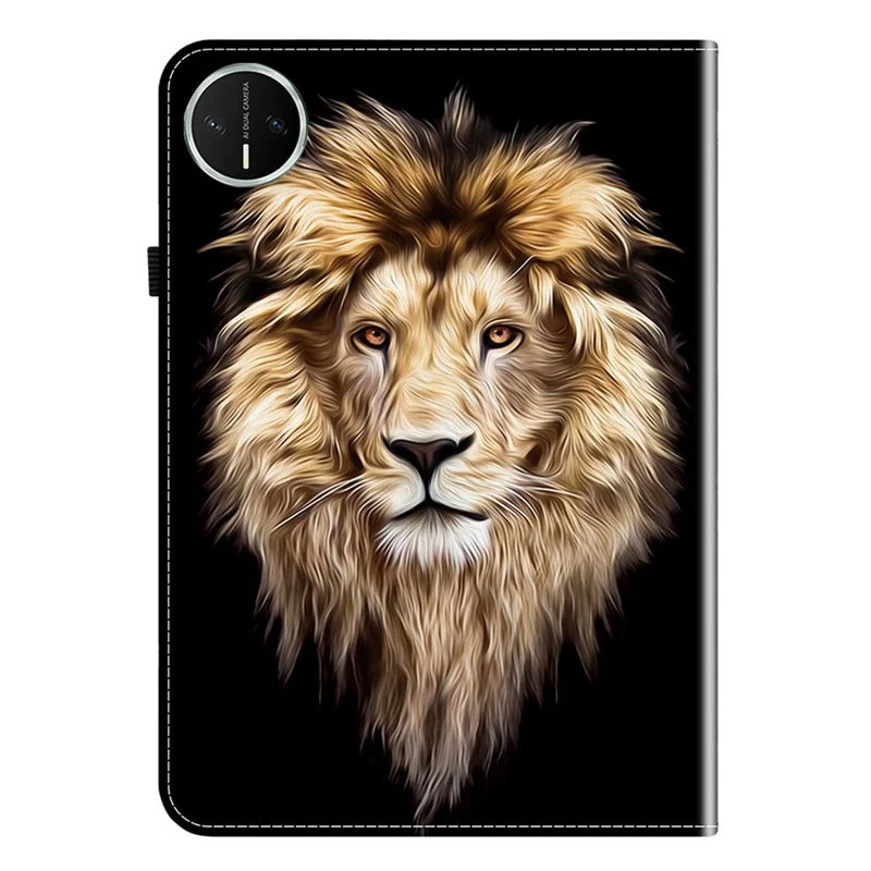 For Huawei MatePad Mini Leather Case Pattern Printed Stand Tablet Cover with Card Slots - Lion Head