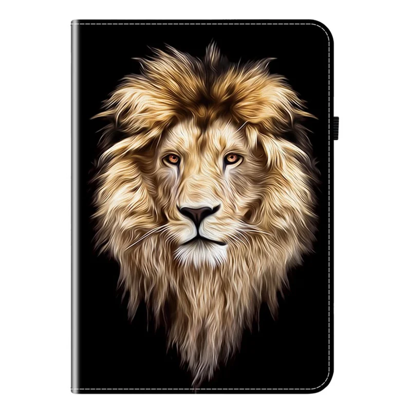 For Huawei MatePad Mini Leather Case Pattern Printed Stand Tablet Cover with Card Slots - Lion Head