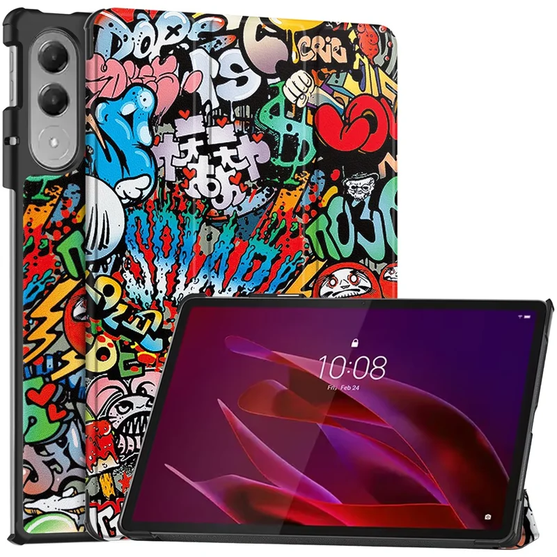For Lenovo Yoga Tab 11.1 Case Pattern Print Leather Stand Tablet Cover - Graffiti