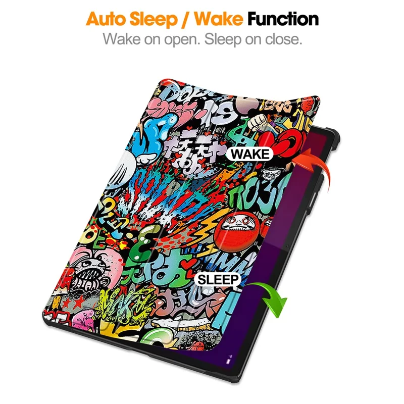 For Lenovo Yoga Tab 11.1 Case Pattern Print Leather Stand Tablet Cover - Graffiti