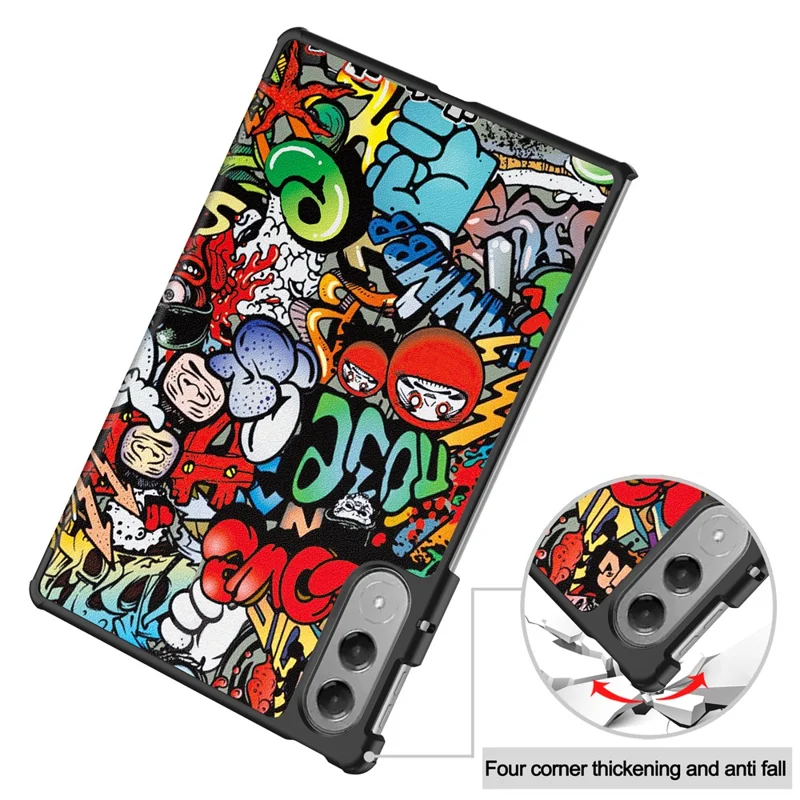 For Lenovo Yoga Tab 11.1 Case Pattern Print Leather Stand Tablet Cover - Graffiti