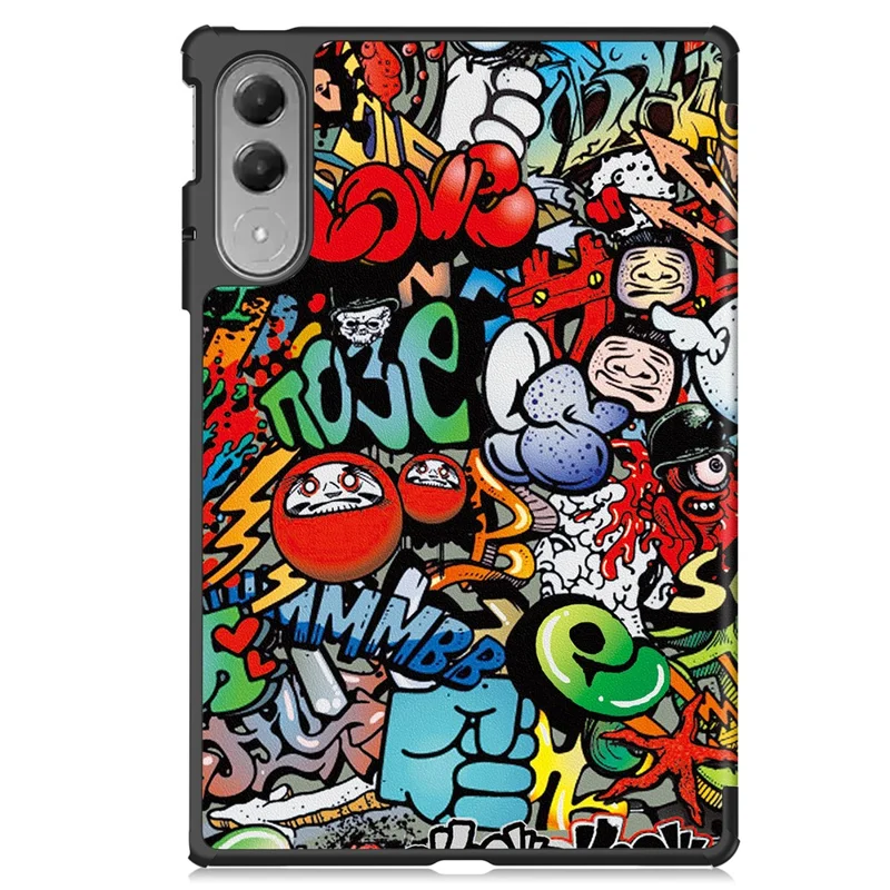 For Lenovo Yoga Tab 11.1 Case Pattern Print Leather Stand Tablet Cover - Graffiti