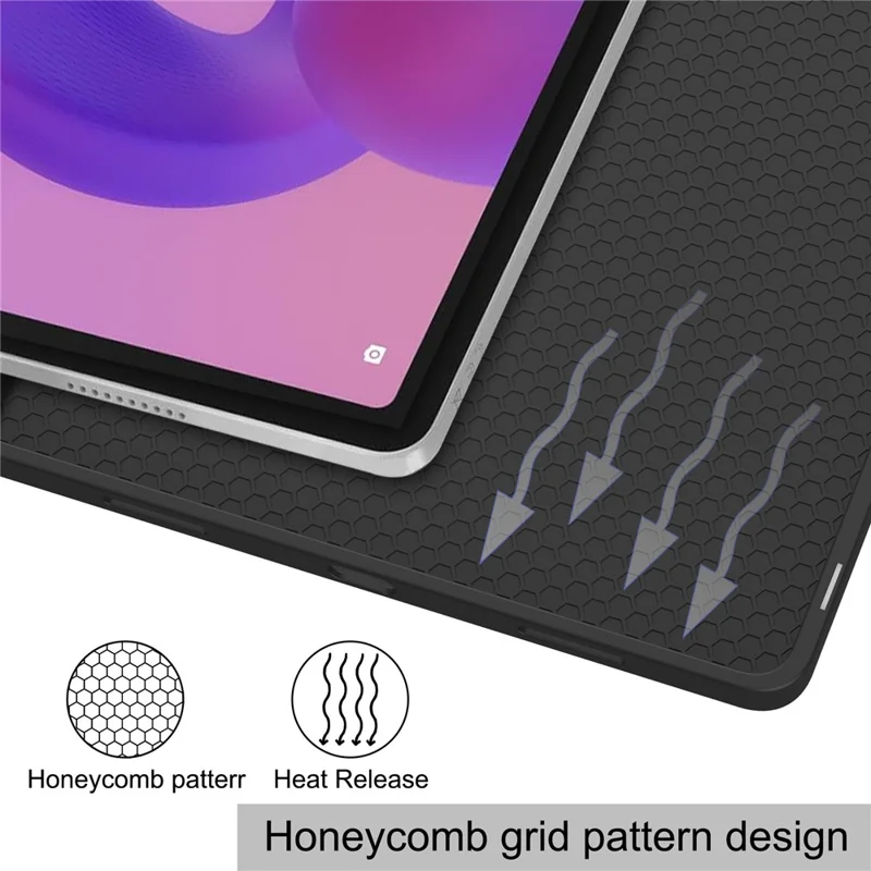 For Lenovo Idea Tab Plus Stand Case Shock-Absorbent Leather Tablet Cover with Pen Slot - Red