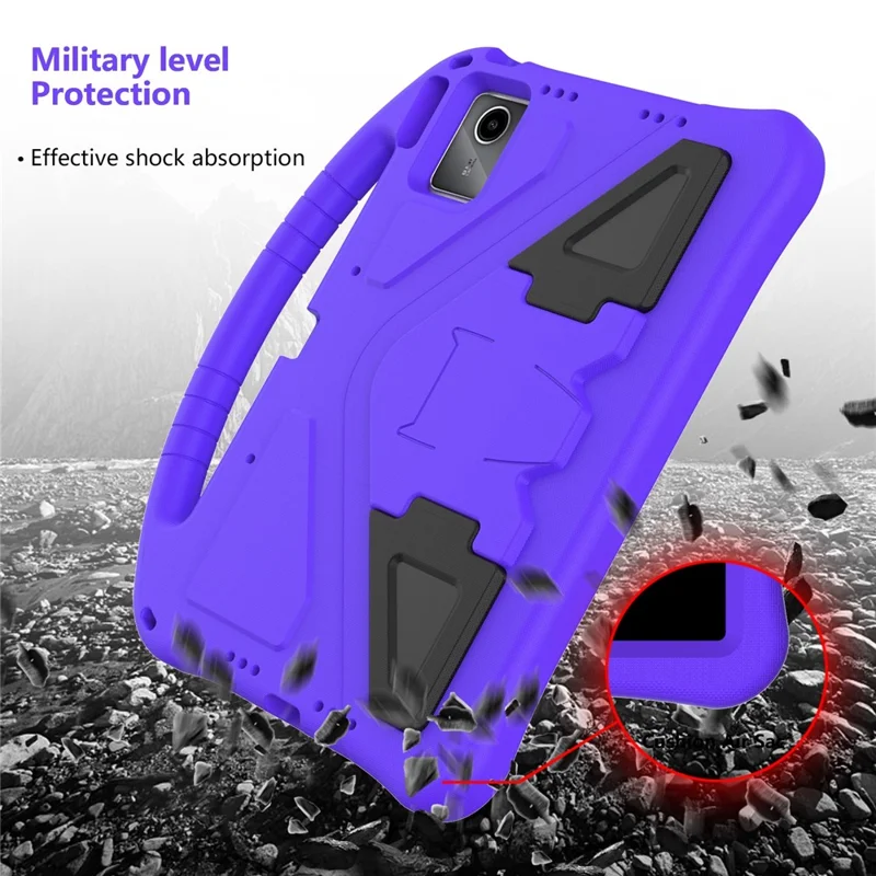 For Lenovo Idea Tab Plus Case EVA Tablet Cover with Handle Kickstand Children Friendly - Purple