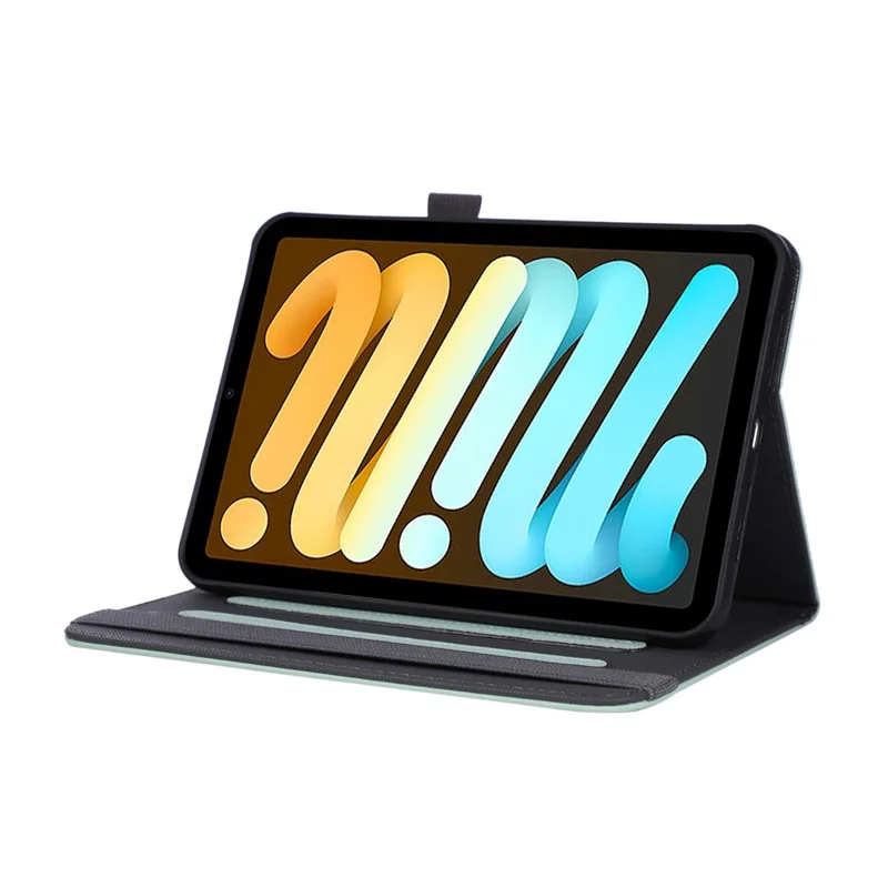 For iPad mini (2024)  /  (2021) Case Foldable Stand Leather Tablet Cover with Handheld Wristband - Green