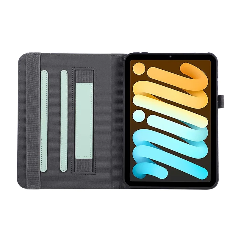 For iPad mini (2024)  /  (2021) Case Foldable Stand Leather Tablet Cover with Handheld Wristband - Green
